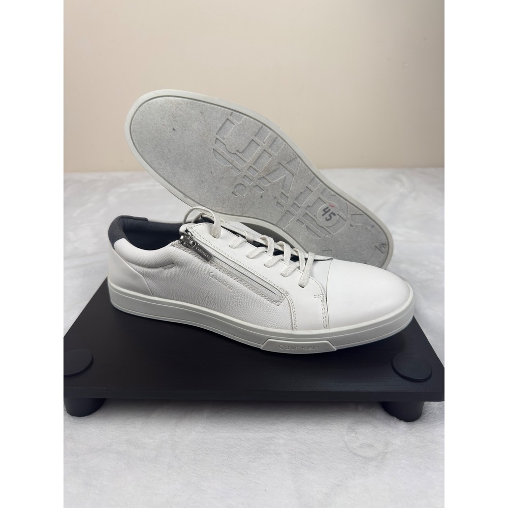 Calvin Klein Bilton 2 Mens White Side Zip Lace Up Low Top Sneakers Size 11 READ